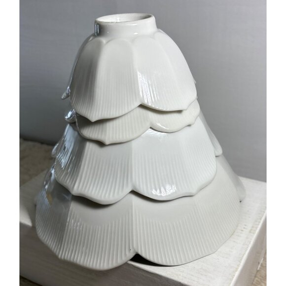 4 Petal Shaped Lotus Bowls White Ceramic Textured Minamilist Elegant Vintage - Picture 12 of 13